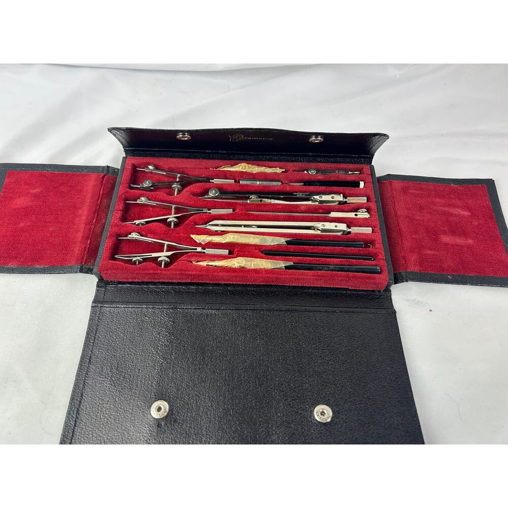 Koh I Noor Trameri Drafting Compass Set Germany 1720 in Case Vintage